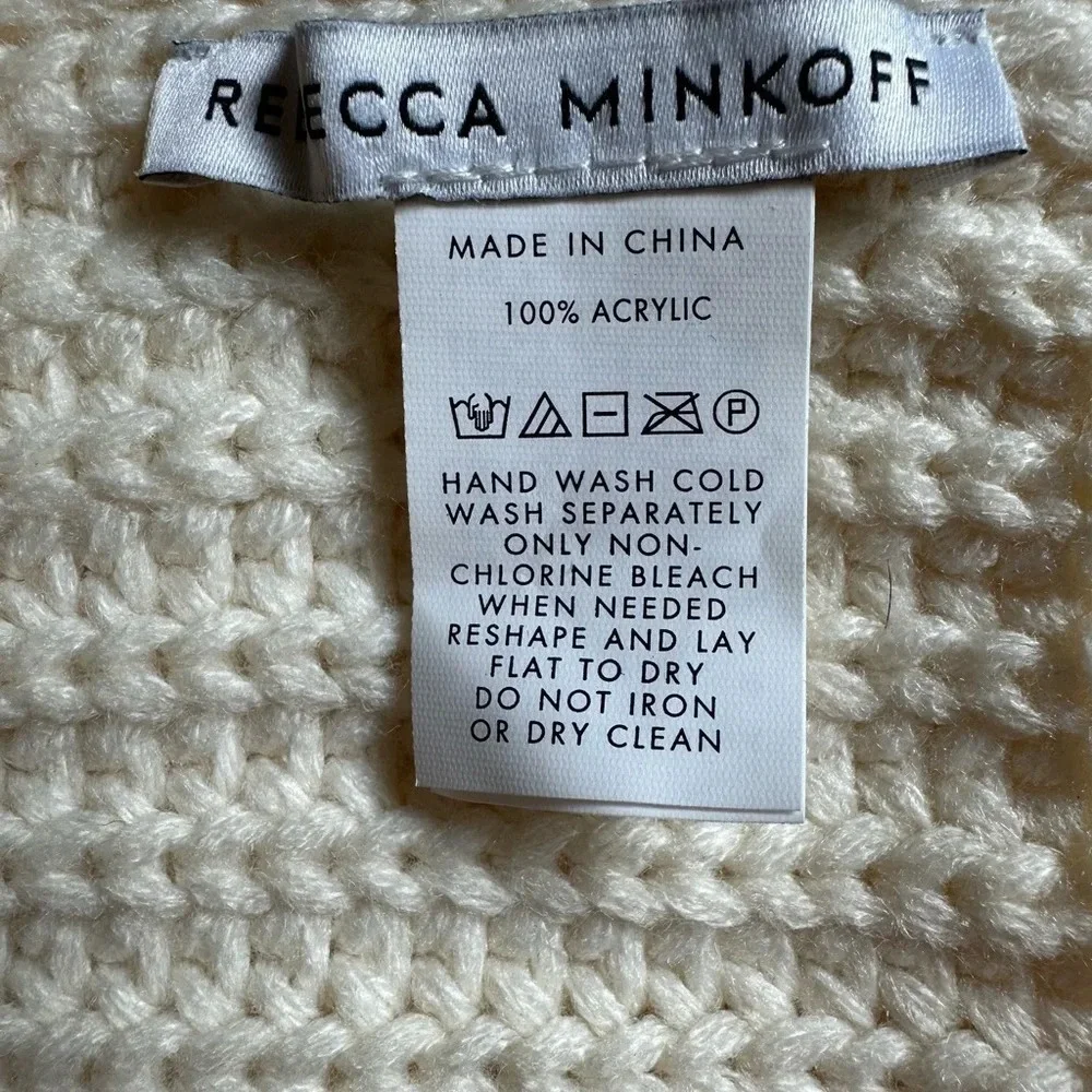 Rebecca Minkoff Traveling Rib Knit Scarf Ivory Acrylic Winter One Size 78 x 9.5